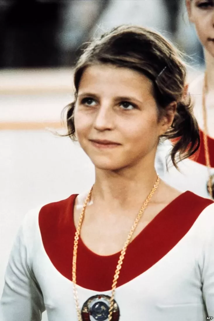 Вольга Корбут падчас Алімпіяды ў Мюнхене. 1972