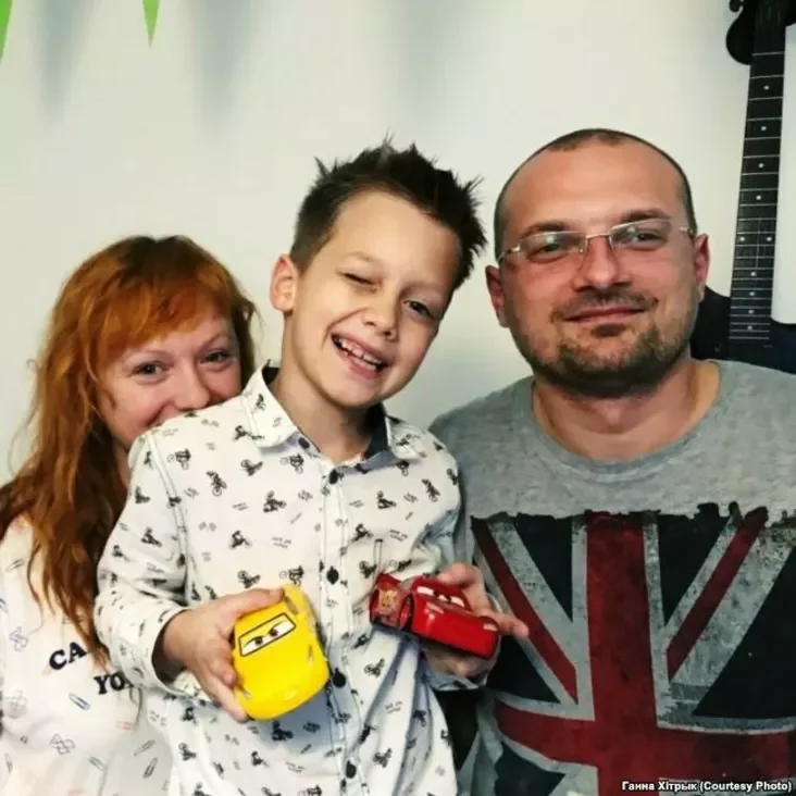 Ганна Хітрык з мужам Сяргеем і сынам Сьцёпам