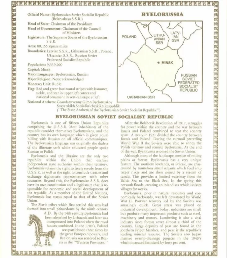 Брашура "Беларуская ССР" Brochure "Belarusian SSR" Брошюра "Белорусская ССР"