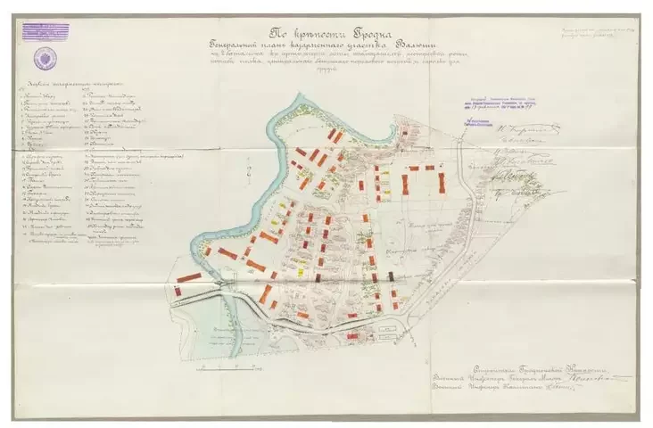 Генеральный план казарменного участка Волюш в крепости Гродно, 1914 г.