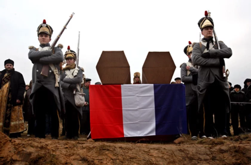 Re-burial ceremony of French soldiers who died in the 1812 Battle of Berezina. Photo by Julia Darashkevich