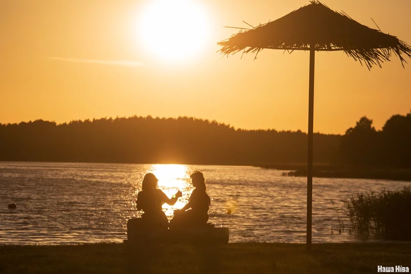evening talk by the lake